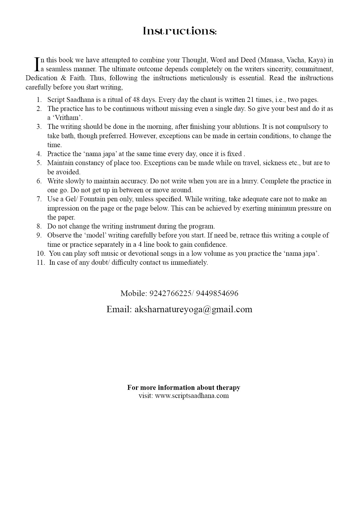 Script Saadhana